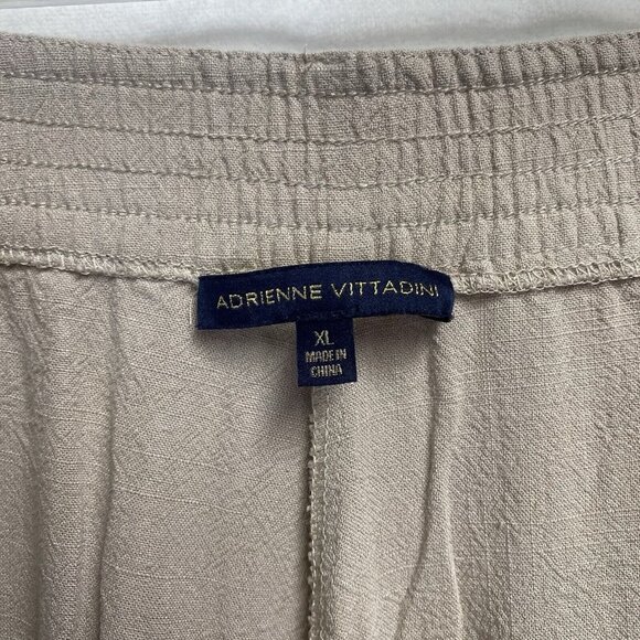 Adrienne Vittadini High Waisted Wide Leg Cargo Pants Women XL Beige Side Pockets - Picture 8 of 16